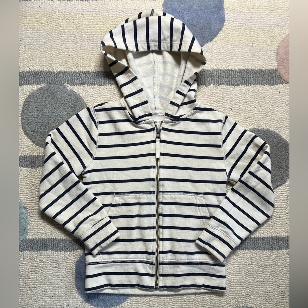 Crewcuts Hoodie Hooded Sweatshirt Zip Up Kids' Size 4-5 Stripes Pockets Cozy